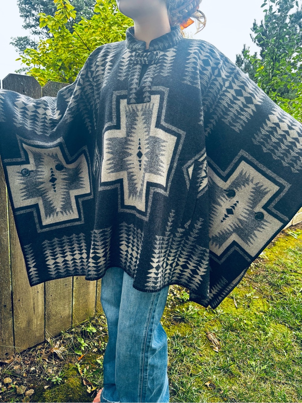 PENDLETON Harding wool poncho Portland Collection Large Penobscot Rare